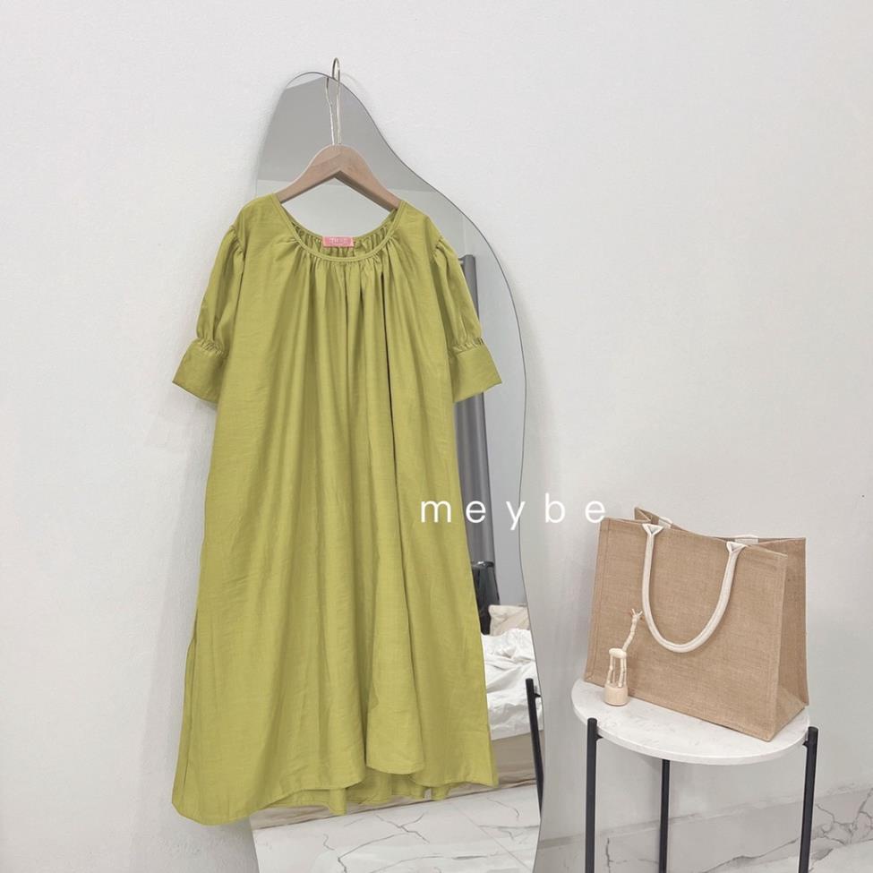 Váy Bầu thiết kế dự tiệc công sở mùa hè -đầm bầu dáng suông vải đũi lạnh form rộng mặc cả thai kì