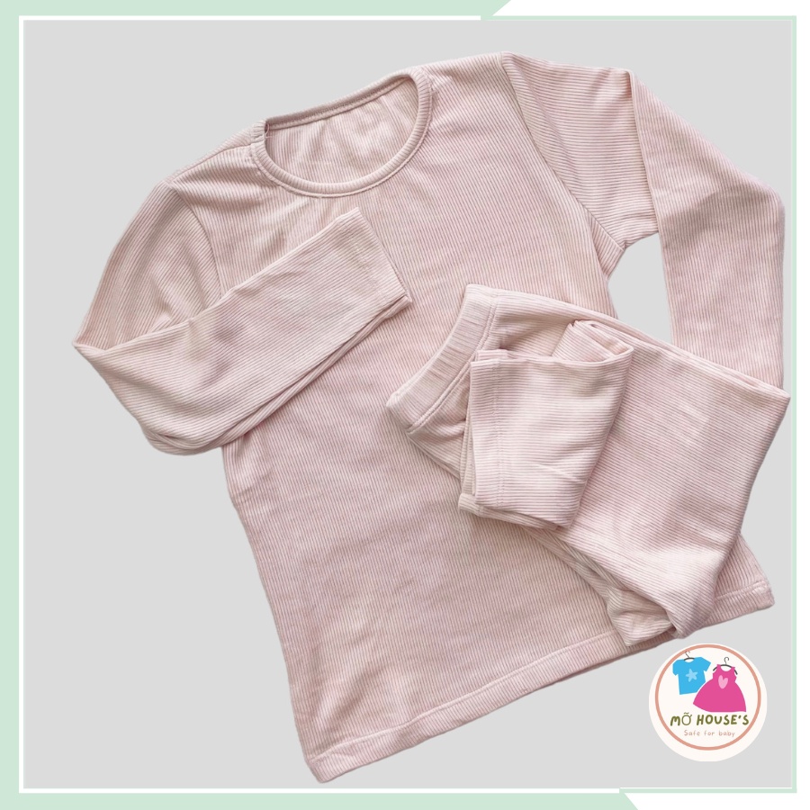 Bộ thun tăm cotton dài tay cho bé trai, bé gái từ 10kg - 24kg BBT02