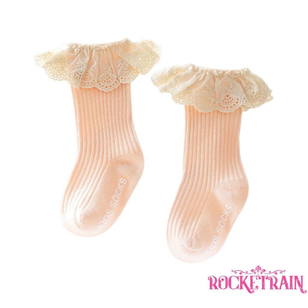 ✫Wv☾Vớ Ren Chống Trượt Có Keo Dán Dành Cho Bé Gái