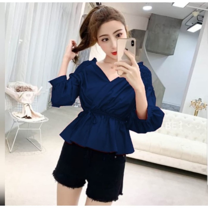 Áo sơ mi nữ KOREAN STYLE (NINDY Top Navy VE) FR464