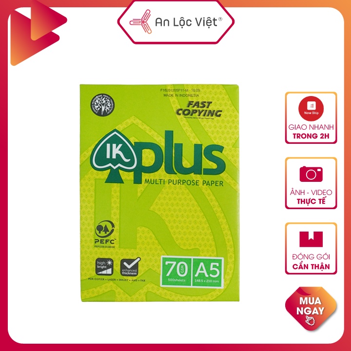 Giấy A5 IK Plus 70 gsm 500 tờ chính hãng