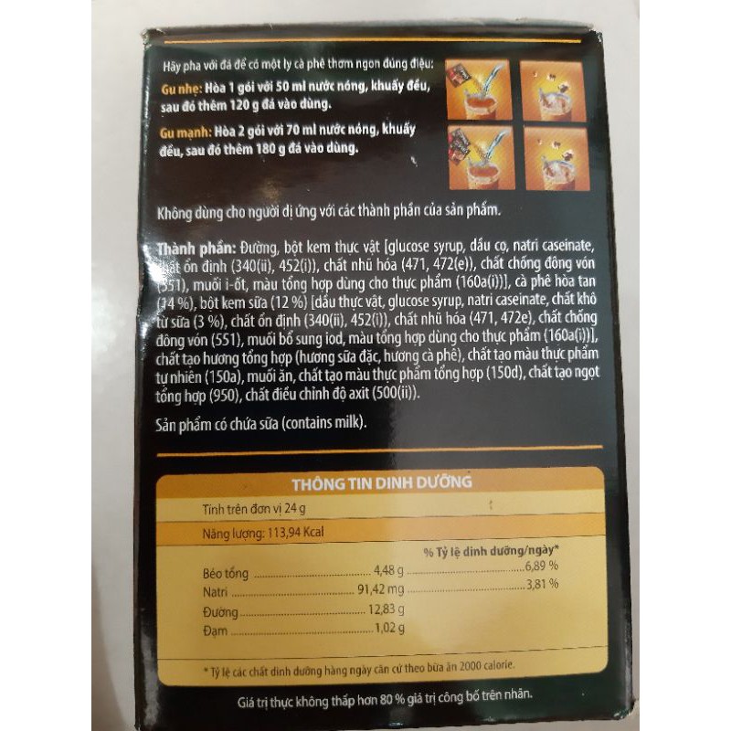 Cà phê Phố sữa đá hộp 10 gói x 24g