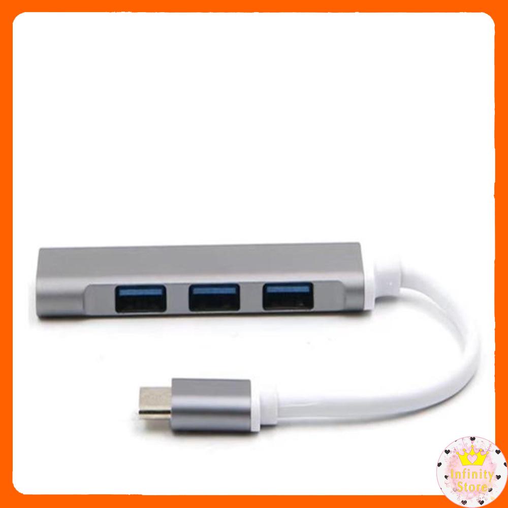 BỘ CHIA 4 CỔNG USB HUB 3.0 NHÔM NHỎ GỌN CẮM TYPE-C / USB INFINY DECOR