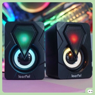 LOA ĐÔI LEERFEI E-1046 2.0 LED RGB, loa máy tính, gắn máy tính, laptop để bàn giá rẻ