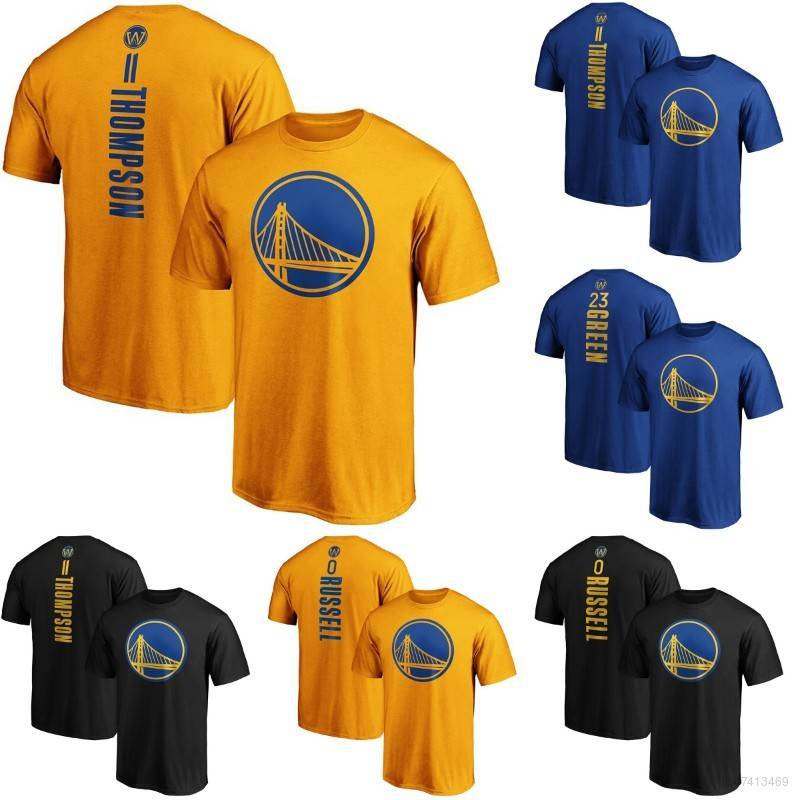 Áo Thun Thể Thao Tay Ngắn Cổ Tròn In Hình Đội Bóng Rổ NBA Warriors Thompson Russell Màu Xanh Lá Dành Cho Nam Và Nữ