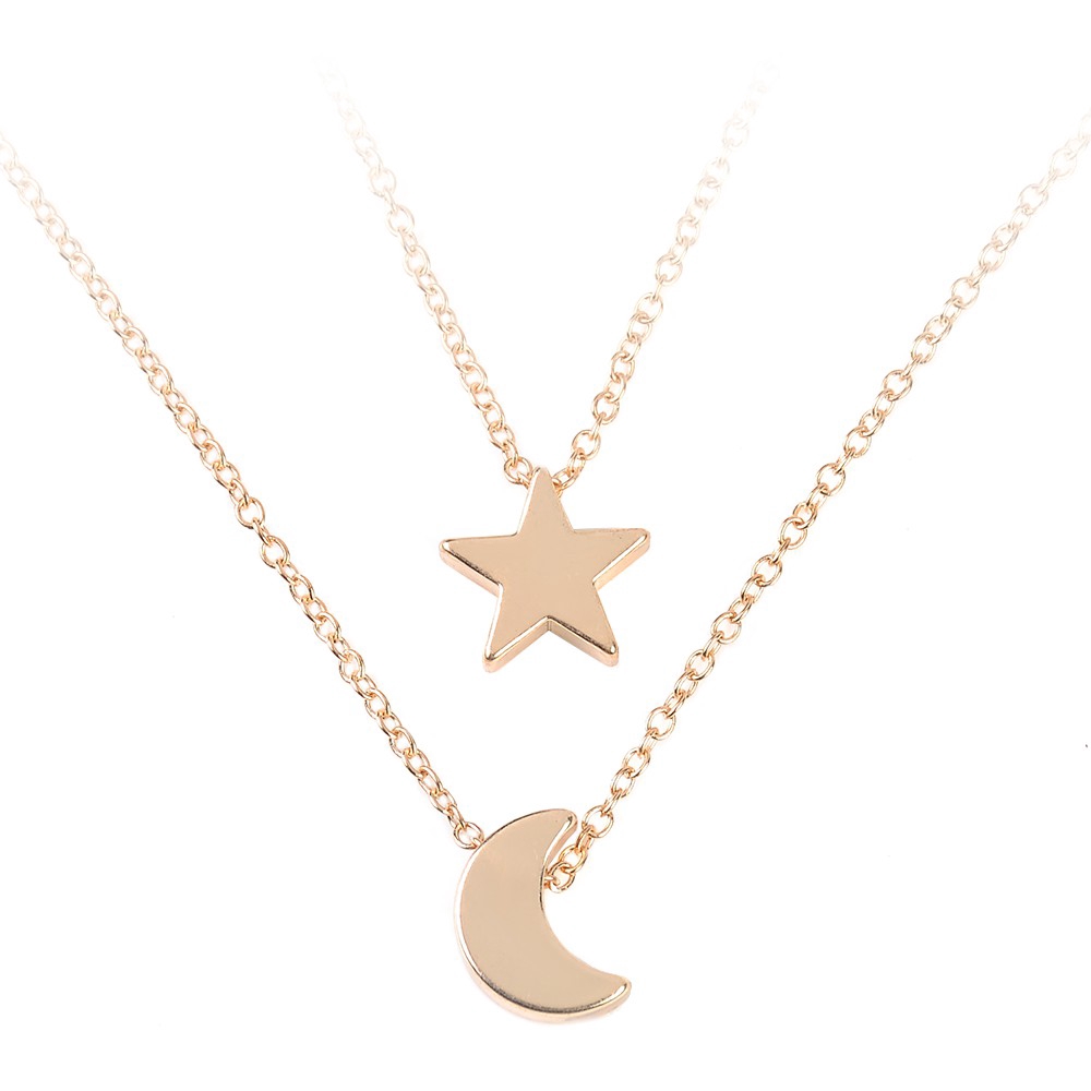 Dây Chuyền Mặt Trăng Và Ngôi Sao Đơn Giản Phong Cách Boho