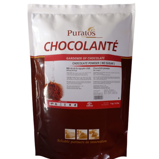 1kg BỘT SÔ CÔ LA (cacao) nguyên chất không đường Puratos