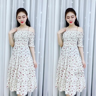 Váy hoa nhí trễ vai