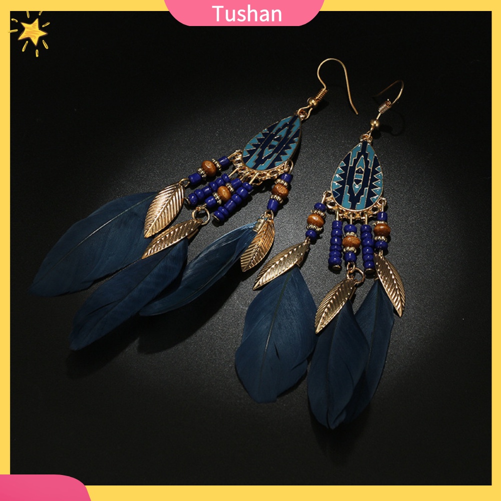 Khuyên tai lông vũ phong cách cổ điển thanh lịch dành cho nữ