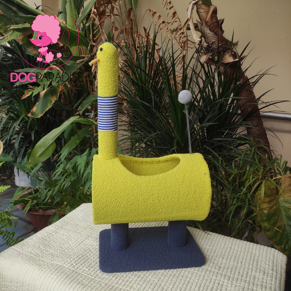 Trụ cào móng đứng cho mèo đường hầm hình con gà vàng dễ thương 35*24*65cm - Dog Paradise
