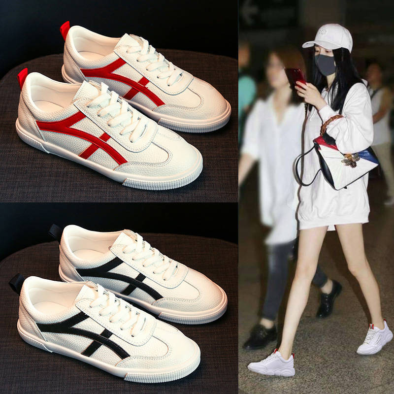 Internet Hot Trắng Giày Nữ Sinh Viên Hàn Quốc Da Đế Bằng Thể Thao Skate Mùa Xuân Thoáng Khí Đế Mềm Doug Đơn giày | BigBuy360 - bigbuy360.vn