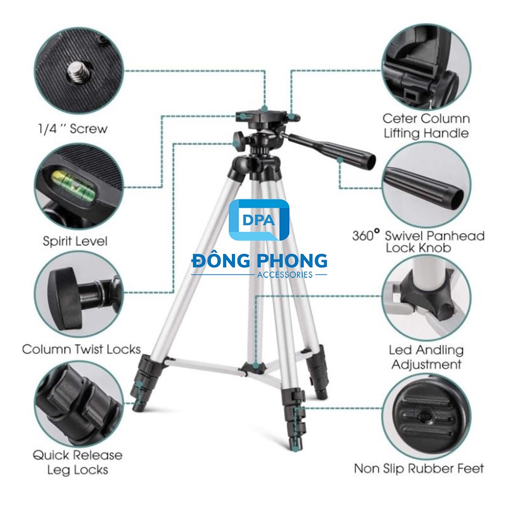 Tripod 3 Chân Cho Điện Thoại, Máy Ảnh 3110 Đa Năng