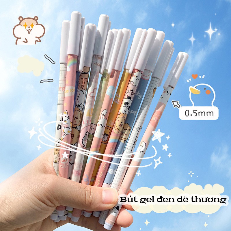 Bút gel đầu 0.5mm Bút gel mực đen bút gel. Bút gel mô hình hoạt hình dễ thương B12