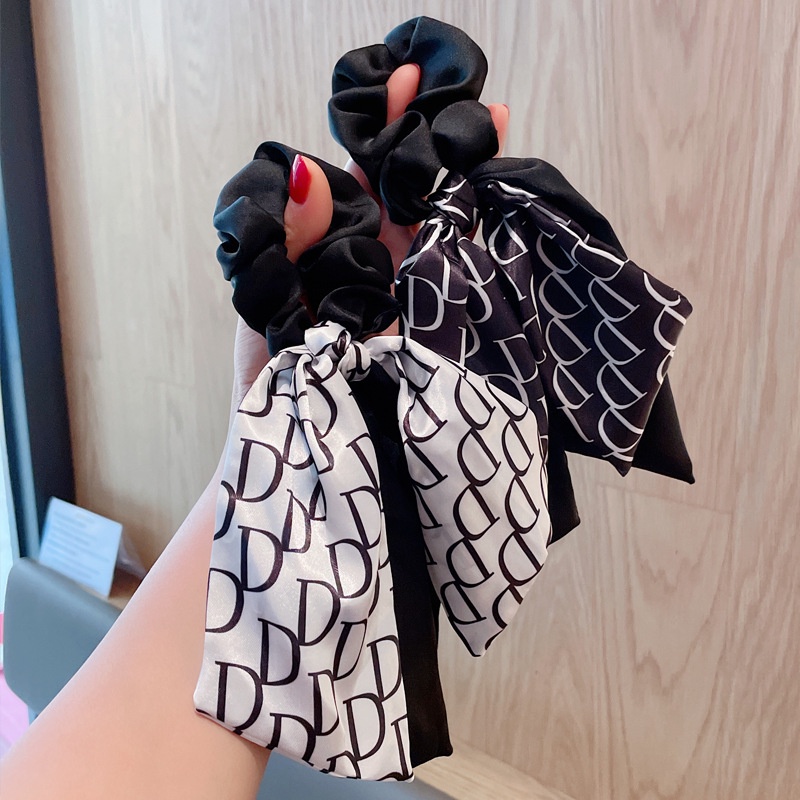 Dây Cột Tóc Cao Su Co Giãn Phối Dây Ruy Băng Thời Trang Hàn Quốc Cho Nữ