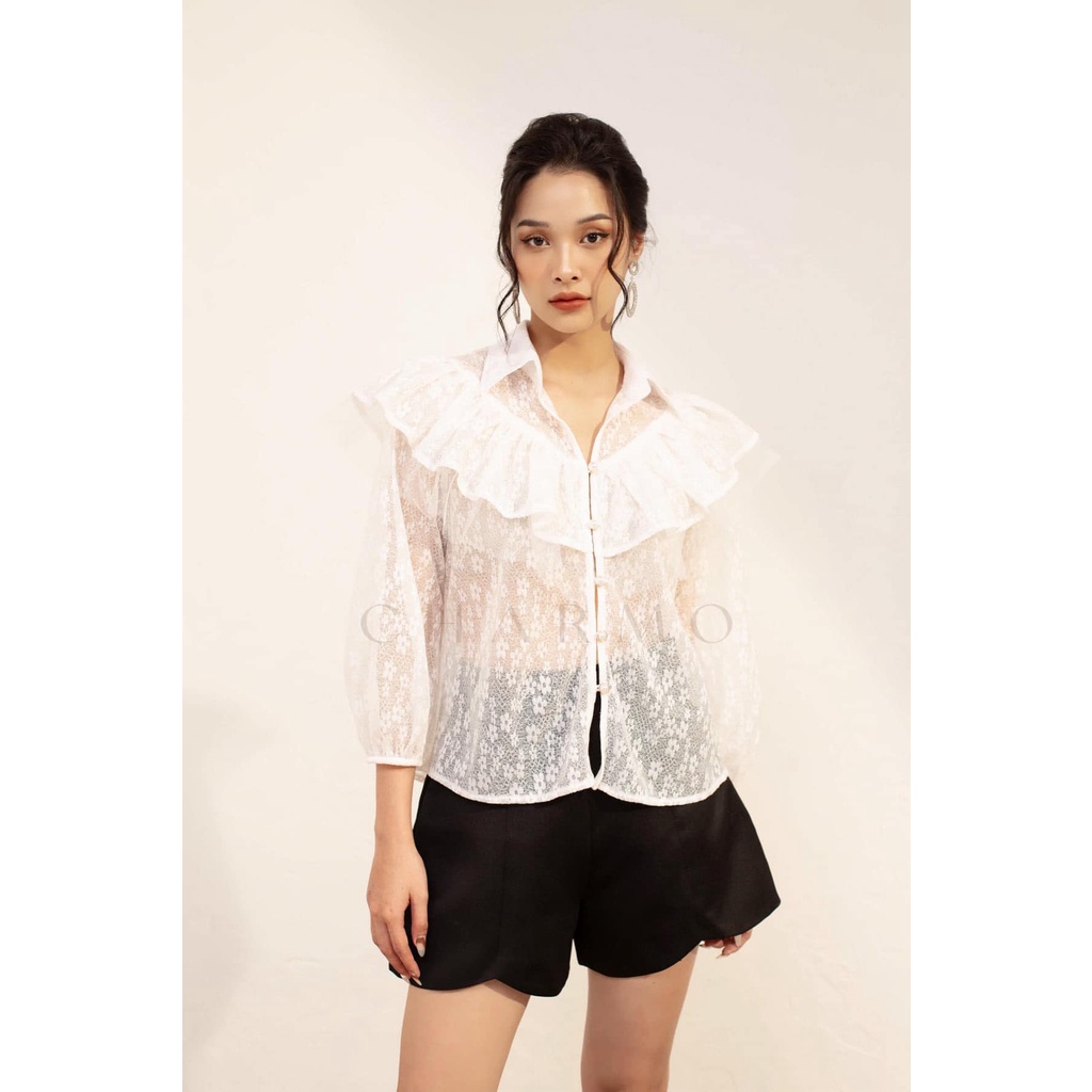 Áo sơ mi kiểu CHARMO tay dài ren hoa Emma Blouse