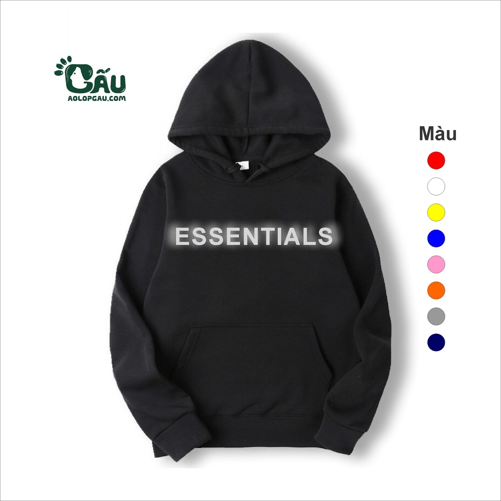 Áo khoác hoodie GẤU194 ESSENTIALS1 vải nỉ co dãn, dày dặn mềm mịn form rộng
