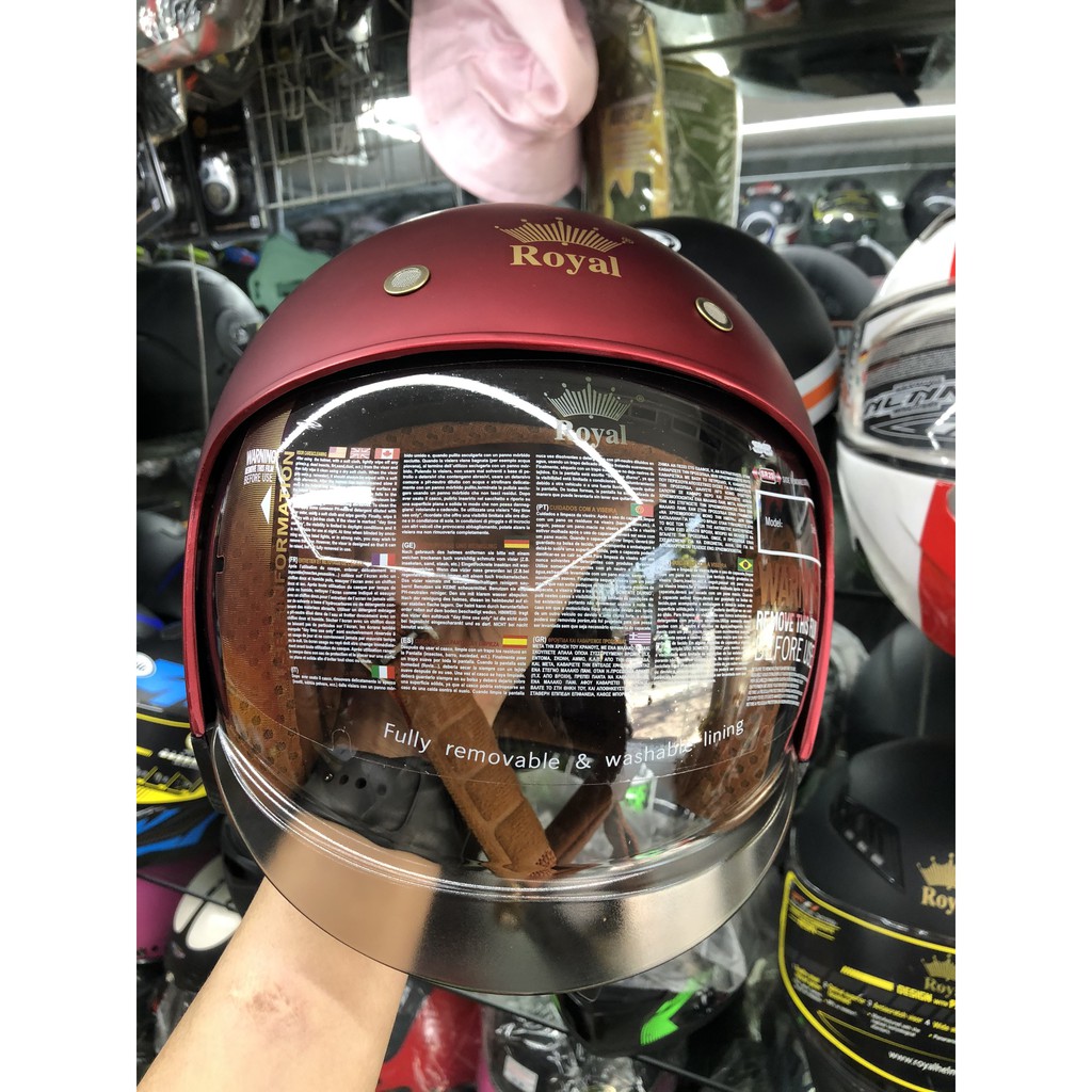 Nón bảo hiểm 3/4 Royal M139 kính âm đỏ đô nhám - Hàng chính hãng Royal Helmet