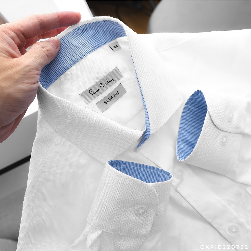 Áo sơ mi nam Màu Trắng Pierre Cardin An Phước tay dài có túi công sở, chất vải Lỗ Kim cao cấp, mềm mát Chính Hãng