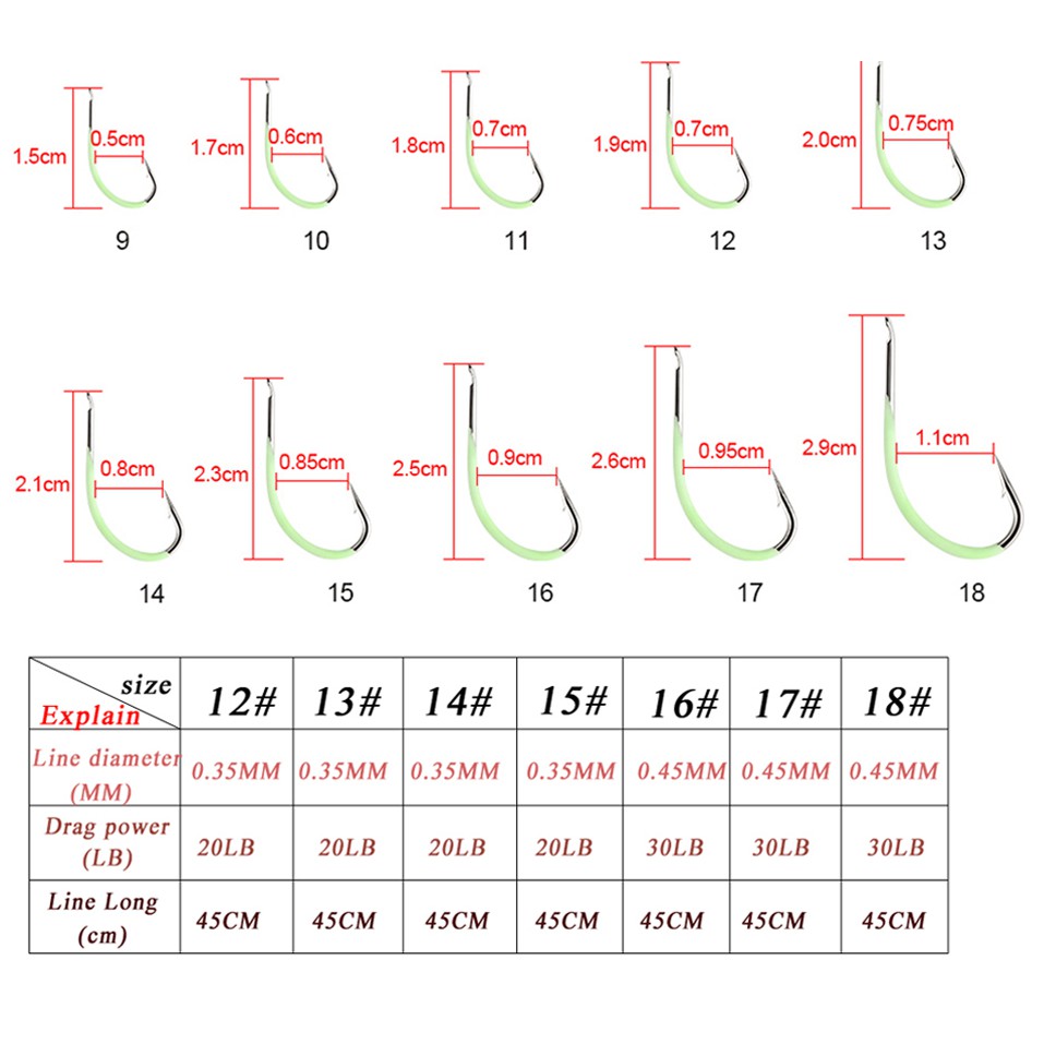 Móc Câu Cá Dạ Quang Hàng Mới Chính Hãng Có Dây Câu
