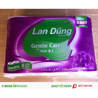 GIẤY VỆ SINH LÂN DŨNG TÍM KHÔNG LÕI 6 CUỘN ĐẸP MỊN, 3 LỚP