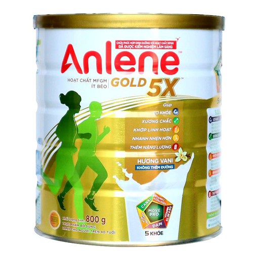 SỮA BỘT ANLENE GOLD 5X 800G, ENLENE HƯƠNG VANI MỚI.