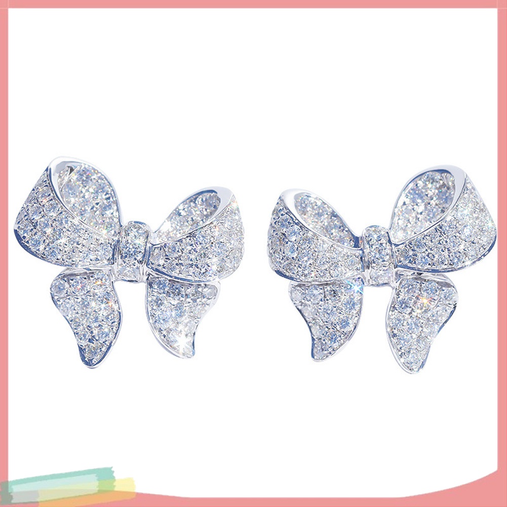 Đôi Khuyên Tai HìNh Nơ ĐíNh Zirconia LấP LáNh ThờI Trang Cho Nữ