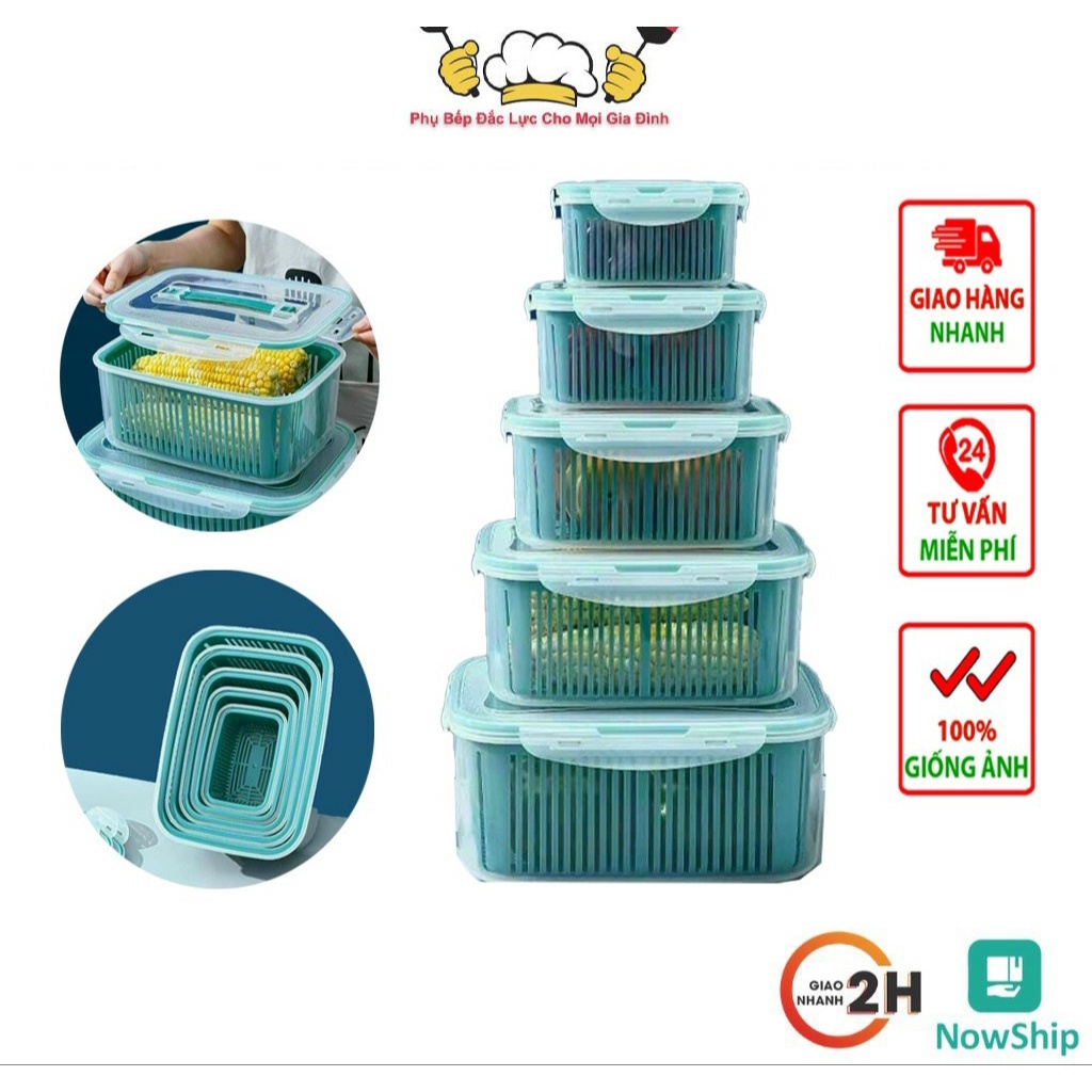 ❤️ SET 5 HỘP ĐỰNG ĐỒ TỦ LẠNH ĐA NĂNG KÈM RỔ