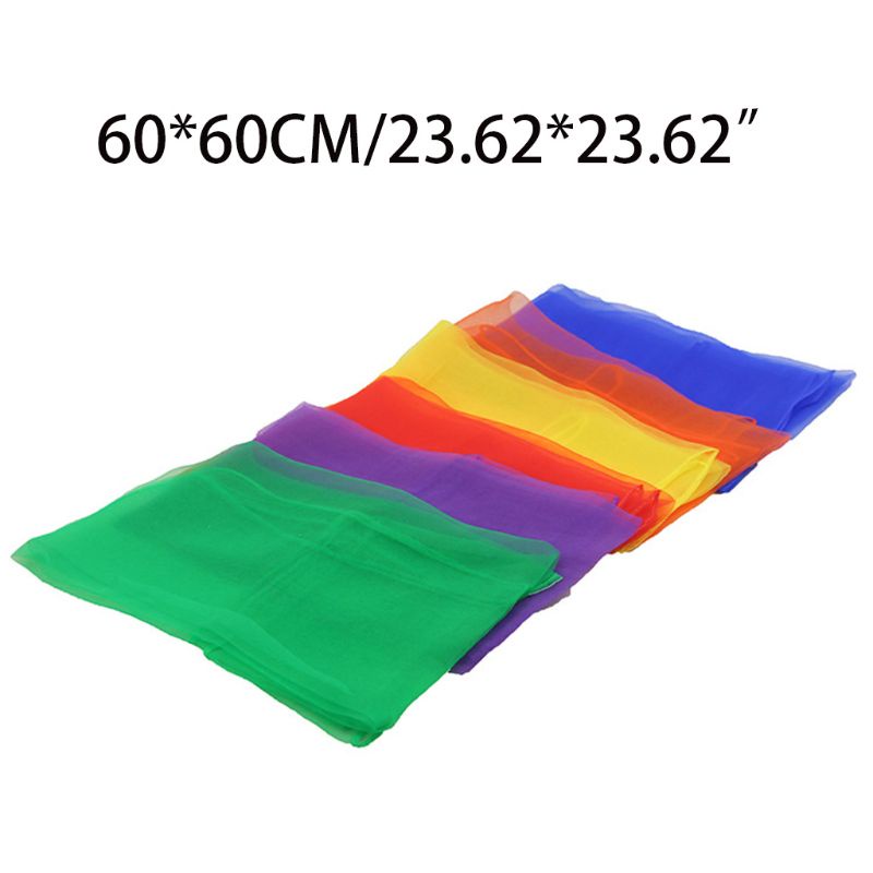 Set 12 khăn voan vuông nhiều màu sắc dùng làm đạo cụ trình diễn ảo thuật cho bé gái