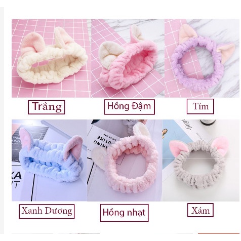 Băng đô rửa mặt - trang điểm hình tai mèo 3D dễ thương Hàn Quốc