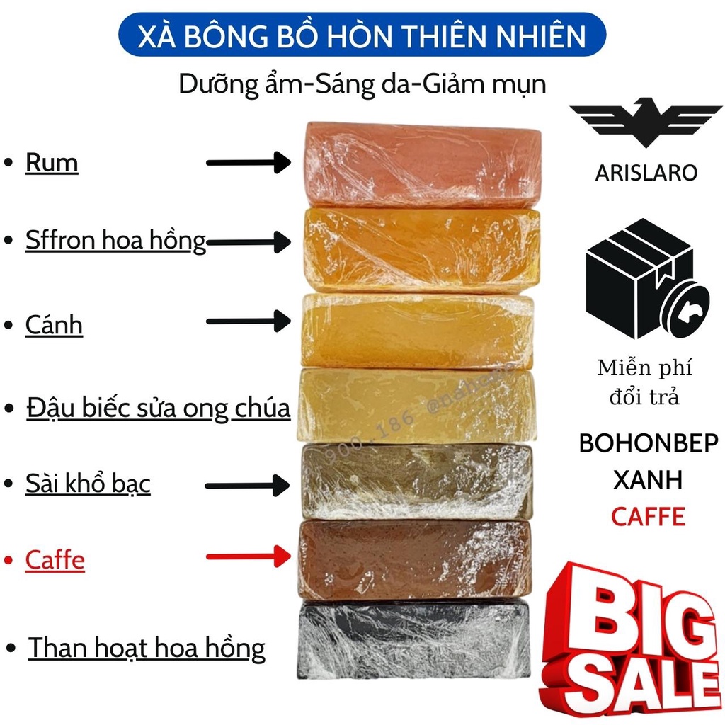 Xà bông bồ hòn cà phê tẩy tế bào chết, làm sạch sâu và thư giãn 120gr - Arislaro