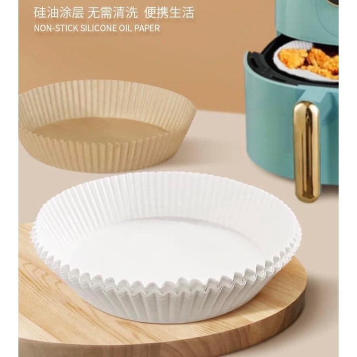 Set 50 bát giấy nến thấm dầu dạng tròn cho nồi chiên không dầu