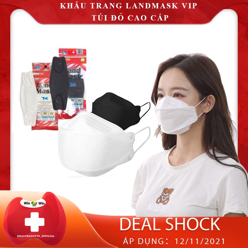 [Land mask Vip túi đỏ]Khẩu trang y tế 3D Land mask VIP cao cấp gói 6 cái kháng khuẩn ngăn bụi mịn 2.5 PM 10 PM