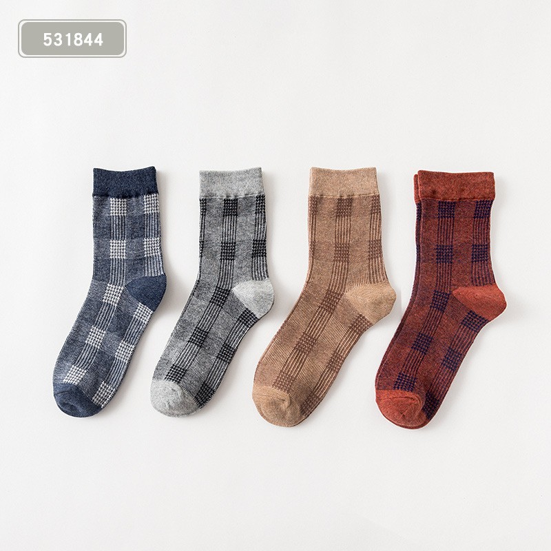 Hộp 4 đôi tất nam doanh nhân kẻ caro Caramella