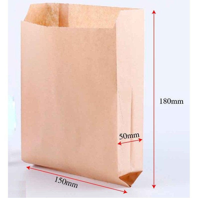 500 túi giấy đựng Gà Rán N36 ngang 15 cm x cao 18 cm x hông 5 cm màu nâu