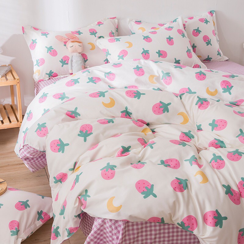 Sét Poly ,Sét Poly Cotton Mẫu Dâu Tím  Nhập Khẩu