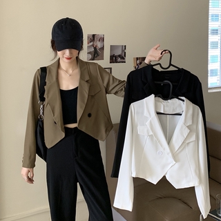 Áo khoác vest dáng ngắn rộng phong cách Hàn Quốc cho nữ