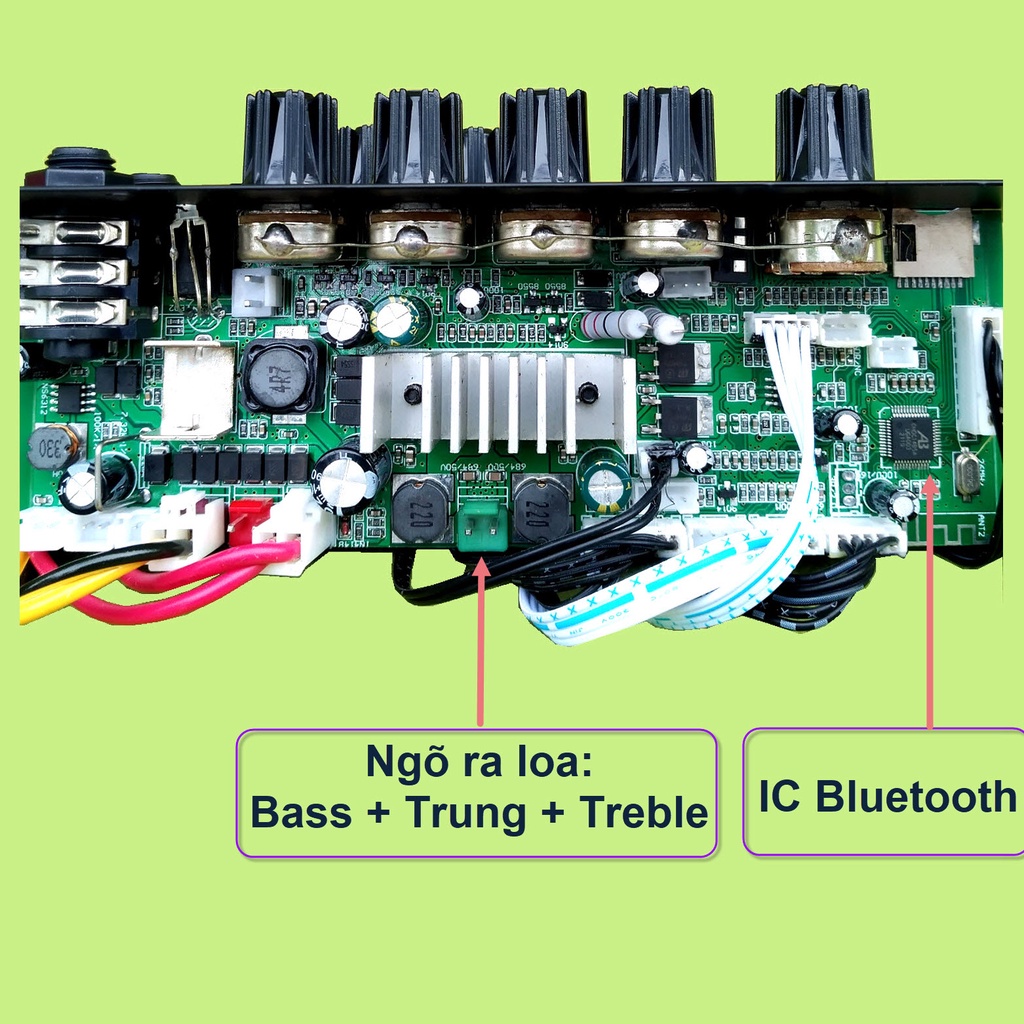 Mạch loa kéo LIVESTREAM DSP lập trình chống hú IC MD9840 công suất 65W – 130W, Bluetooth thế hệ mới, có Guitar điện