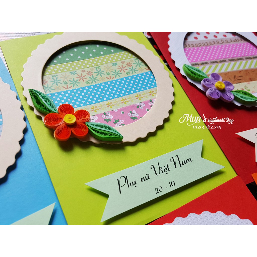 Thiệp hoa giấy xoắn handmade Happy Women's Day - Quốc tế phụ nữ 8/3