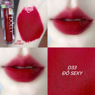 New New! [D33 Đỏ Sexy] Son Kem Siêu Lì Không Chì Mềm Môi - Son Dolly Diamond Velvet Cao Cấp 