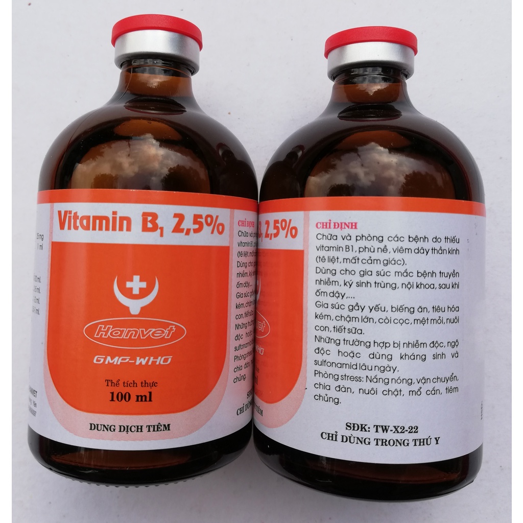 1 lọ Vitamin B1 100ml Dùng cho gia súc, gia cầm,  chó mèo khi ốm dậy, gầy yếu, biếng ăn, tiêu hóa kém,chậm lớn, còi cọc