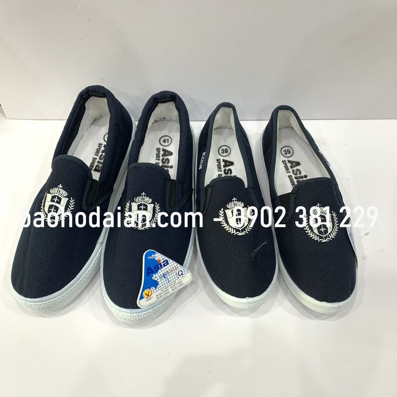 Giày bata vải xỏ (không cột dây) màu xanh đen