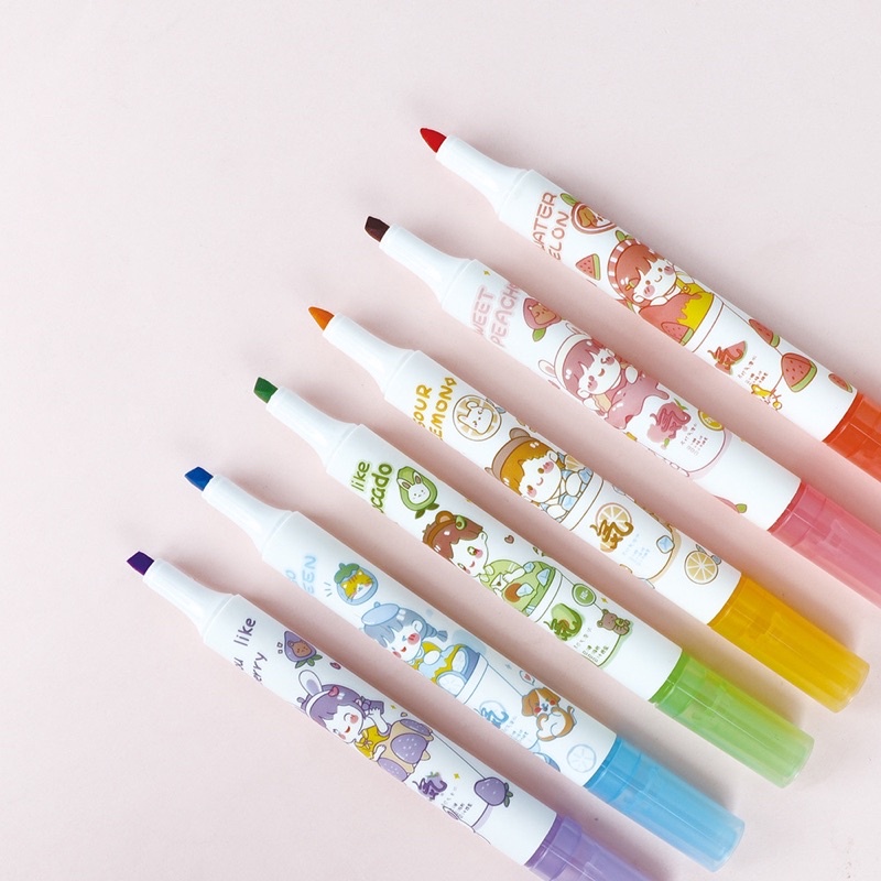 |05 mẫu mới| Bộ 06 bút dạ quang Vience highlight siêu hot 2 tông Retro morandi xinh xắn bút đánh dấu ghi nhớ