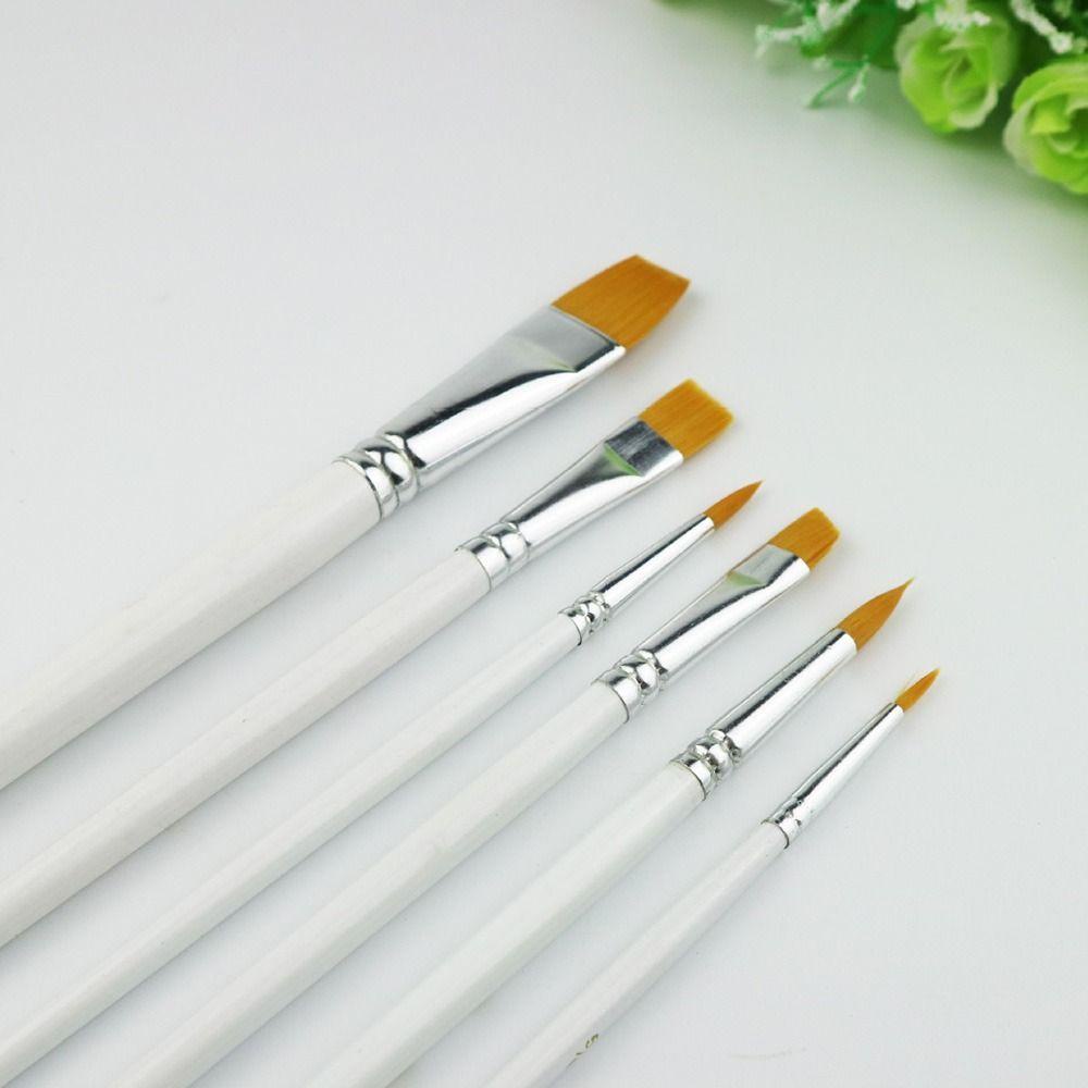 LAYOR1 Set 1 / 6 Cọ Vẽ Tay Cầm Bằng Gỗ DIY