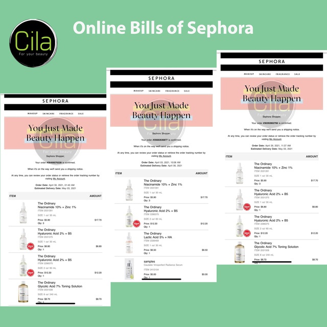 Serum The Ordinary Niacinamide 10% + Zinc 1%, Hyaluronic Acid 2% + B5, AHA 30% + BHA 2% Peeling solution - Cila House