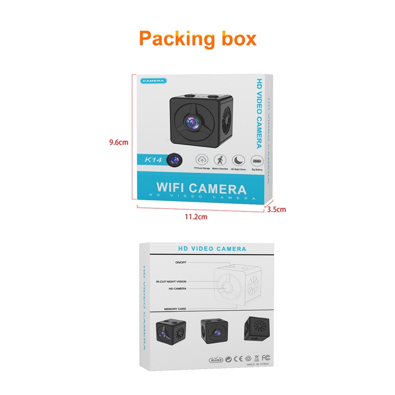 Máy Quay Hồng Ngoại K14 1080p/720p Camera Quan Sát Ban Đêm An Toàn Gia Đình Hd Cảnh Báo Phát Hiện Chuyển Động Wifi Ngoài Trời Cho Android/ios