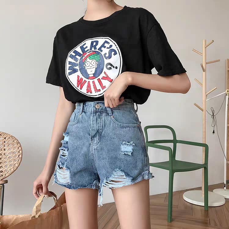 Quần short jean nữ RÁCH ( BÊN 2 BÊN 3 ) XANH ĐÁ mẫu mới nhất S00G-1