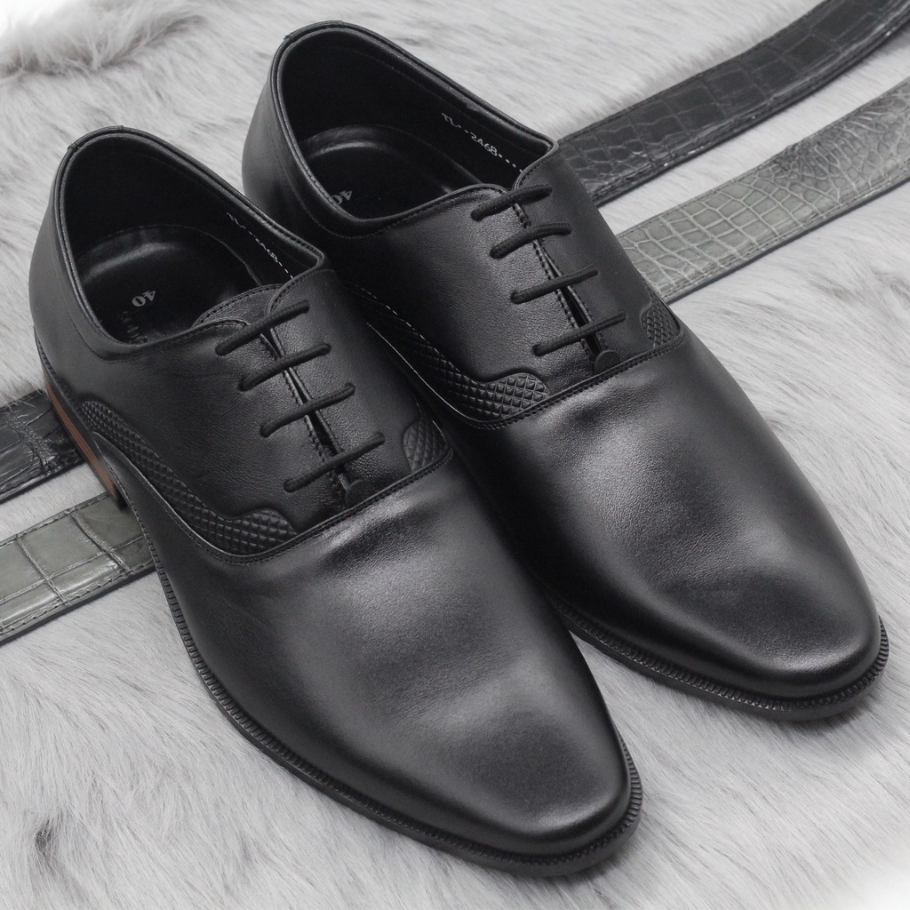 Giày Tây Công Sở Da Bò Nhập Khẩu Cao Cấp, Giày Nam Da Thật Buộc Dây Đế Đúc Cao Su Hợp Thời Trang Trẻ Trung BH12 Tháng