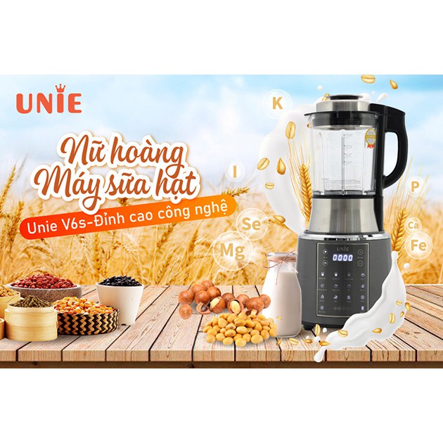 Máy Làm Sữa Hạt  Máy Nấu Sữa Hạt UNIE V6S - Hàng chính hãng bảo hành 24 tháng