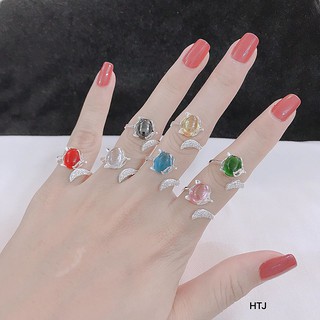 Nhẫn hồ ly bạc đá phong thủy