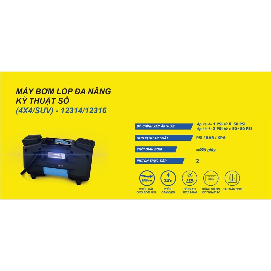 MÁY BƠM Ô TÔ, BƠM KHÍ NÉN SIÊU TỐC MICHELIN 12314 SUPERFAST 4X4/SUV DIGITAL ( DC 12V)